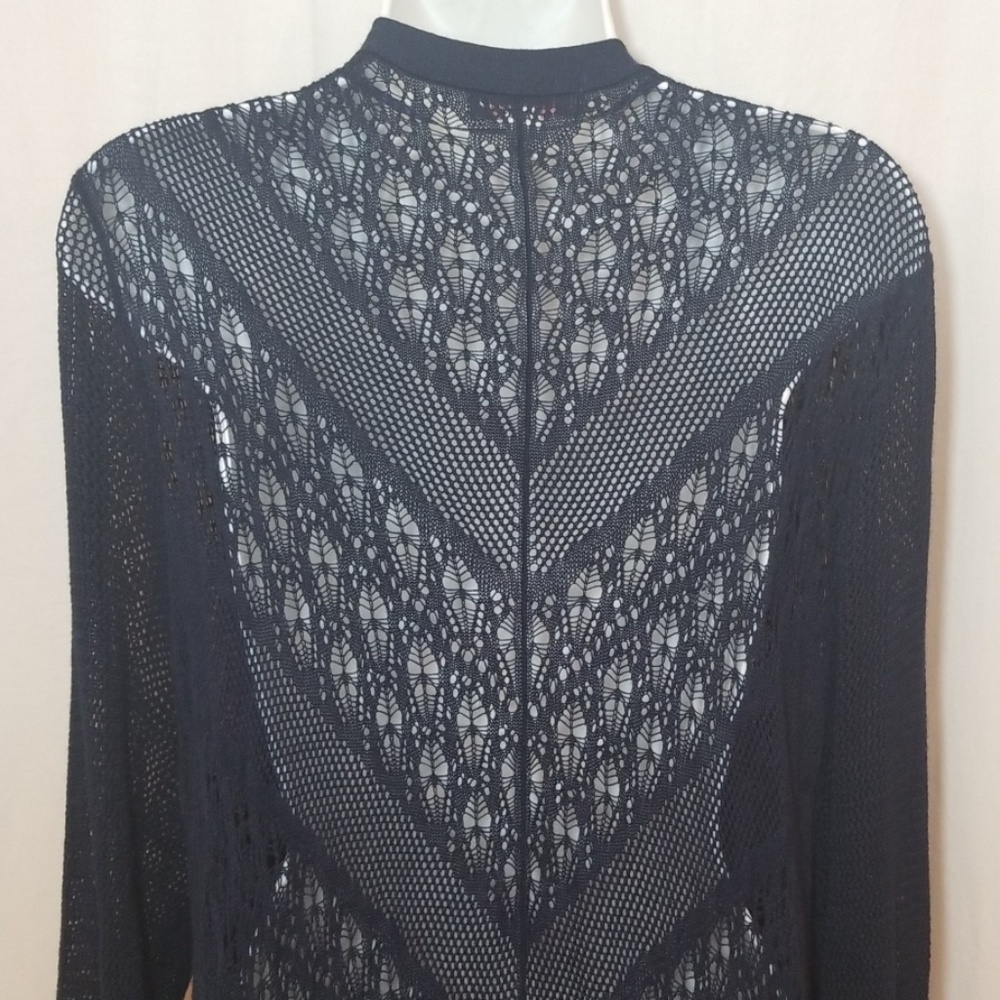 Blue crochet long cardigan coverup 3X - Picture 4 of 8